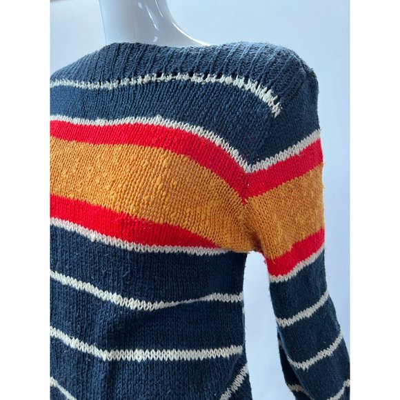 Liz Claiborne Vintage Stripe Sweater  M Blue  Stripe Cotton Blend - Picture 13 of 16